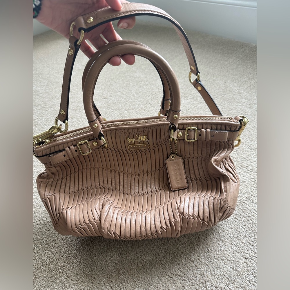 Coach Ruched Leather Satchel Bag